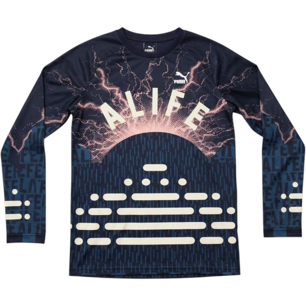 Puma x Alife Soccer Jersey Long Sleeve Navy Blue Pink Lightning Mens Small NWT